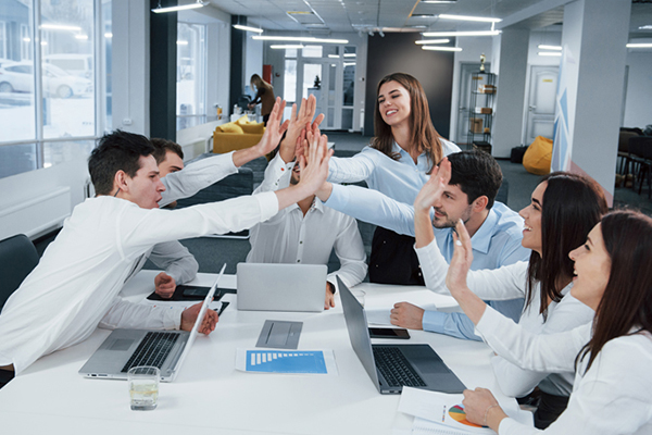 Teacher with students